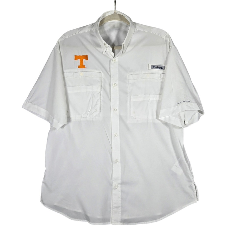 Columbia PFG Shirt Mens Large White Tennessee Volunteers Collegiate Tamiami SS